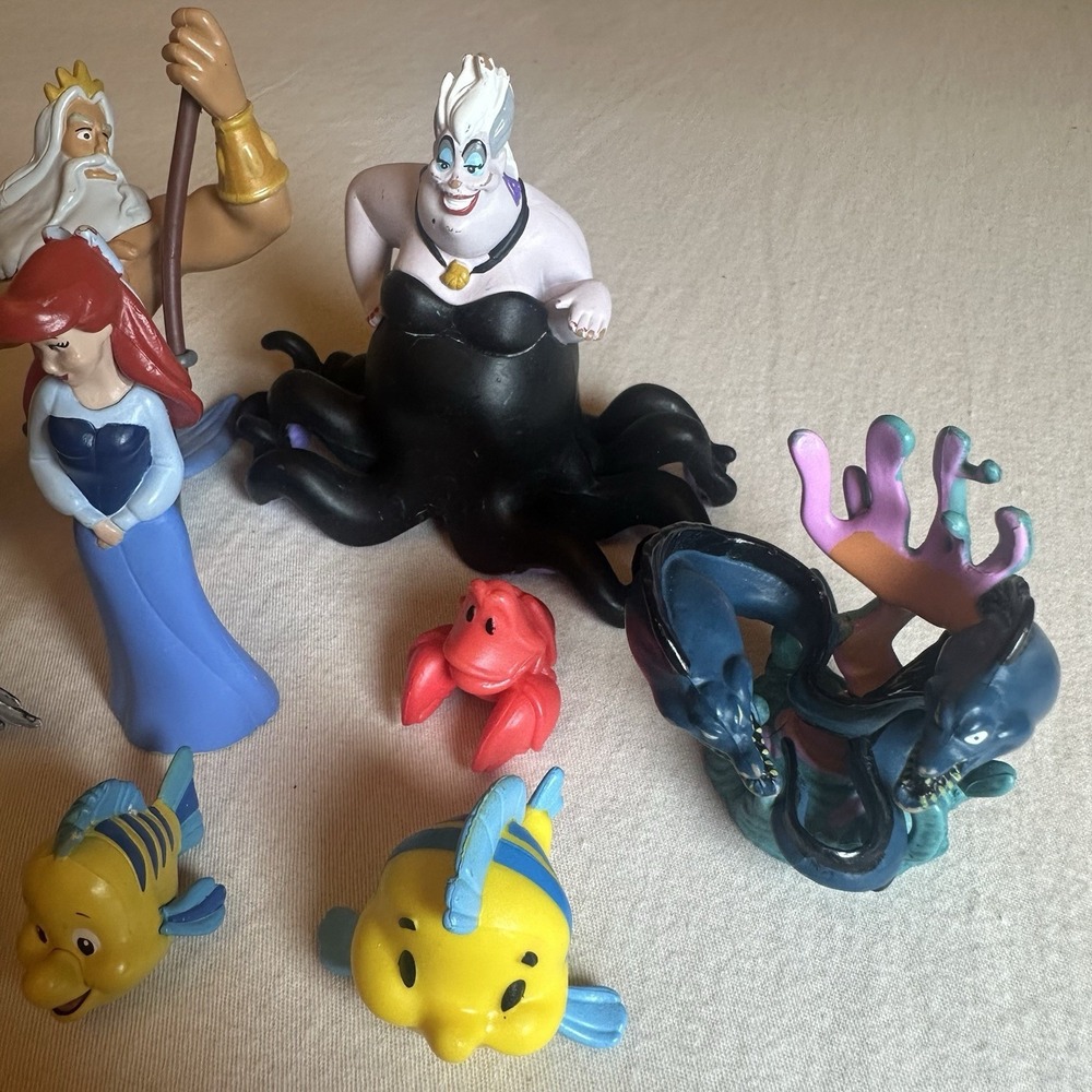 LITTLE MERMAID Figure Play Set DISNEY PVC TOY Ariel SEBASTIAN Flounder URSULA - Picture 4 of 9